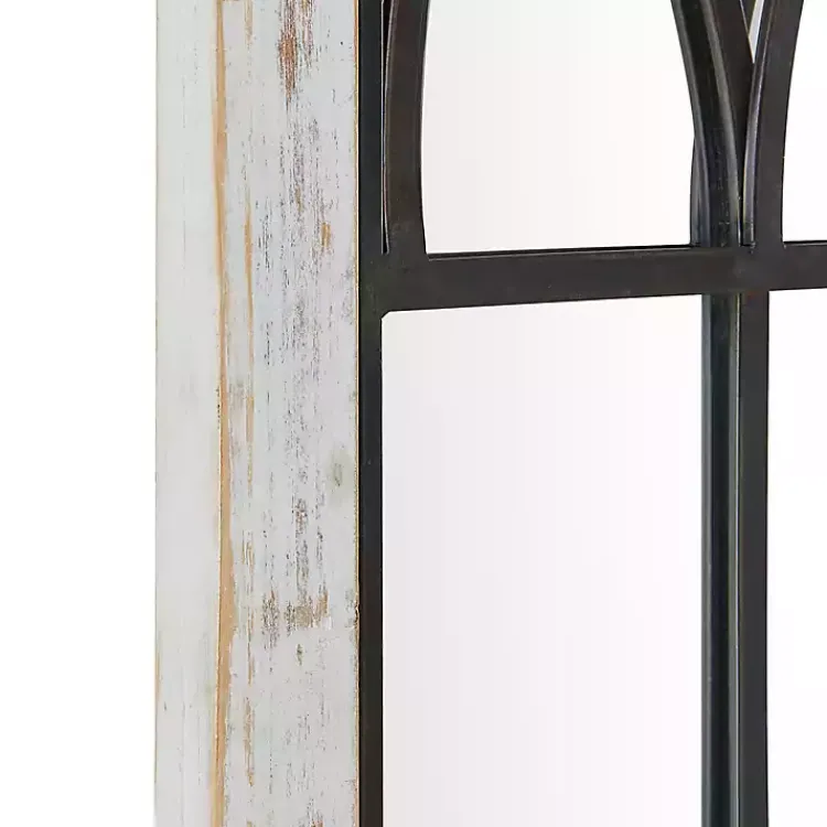 Kirklands Home Decorative Mirrors|Vista Arched Windowpane Mirror Ivory