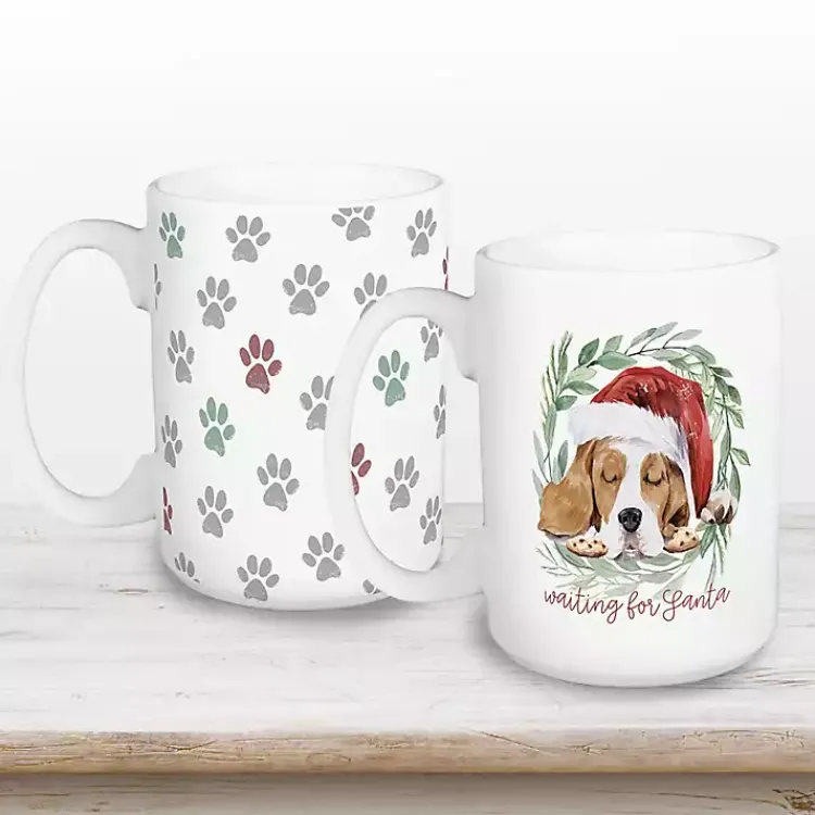 Sale Waiting for Santa Paws Mugs, Set of 2 Christmas Dining & Entertaining