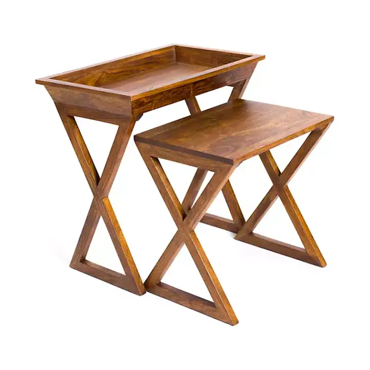 Kirklands Home Accent & End Tables|Walnut Acacia Wood 2-pc. End Table Set Brown