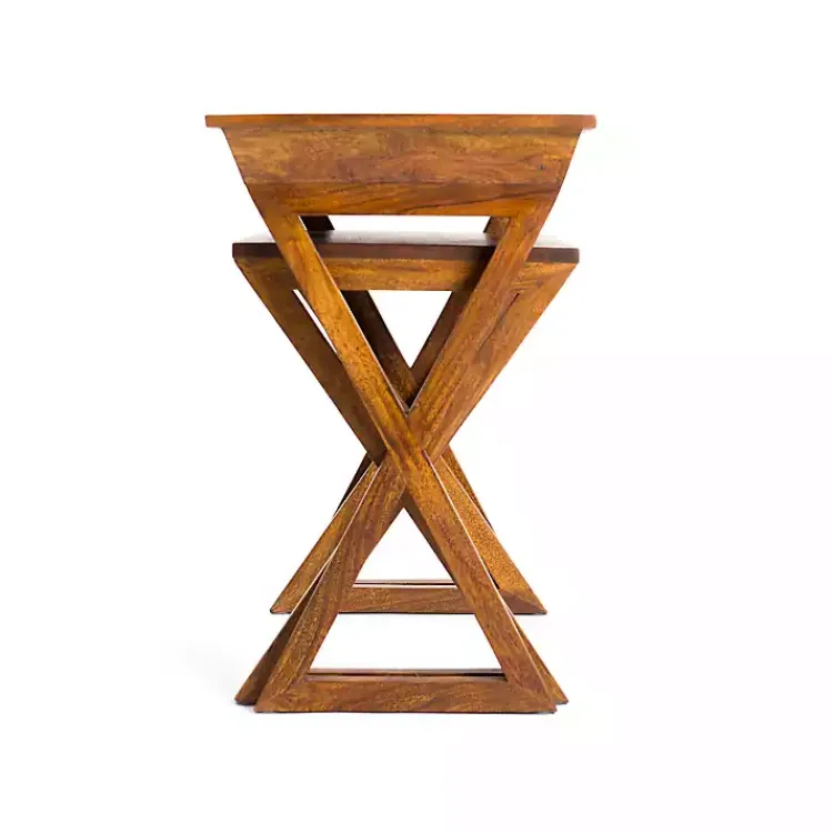 Kirklands Home Accent & End Tables|Walnut Acacia Wood 2-pc. End Table Set Brown