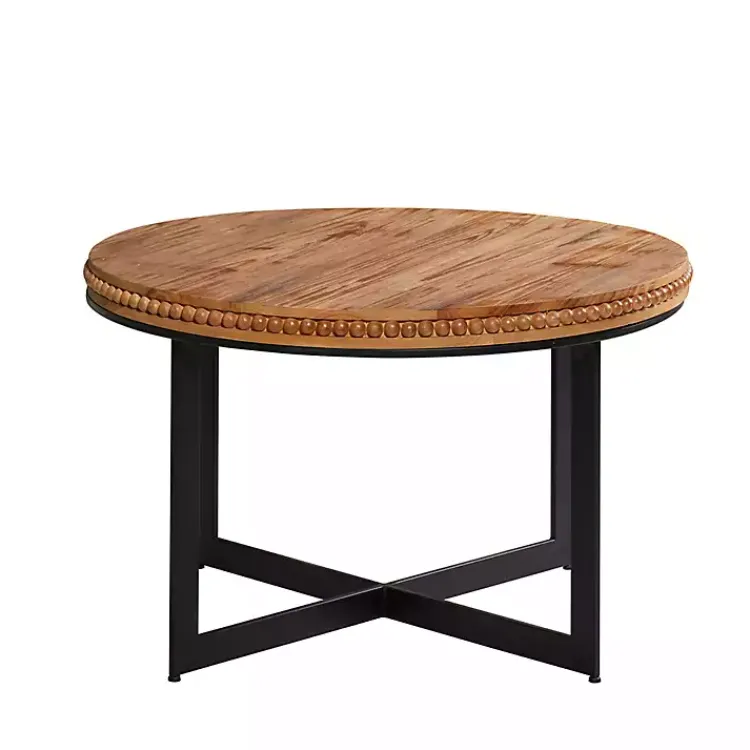 Kirklands Home Coffee Tables|Walnut Beaded Industrial Coffee Table