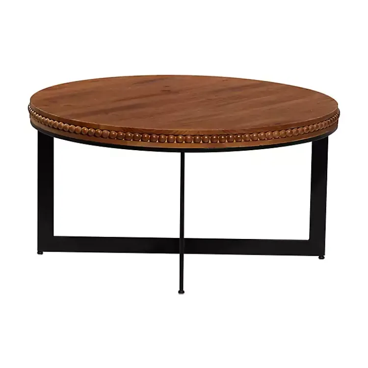 Kirklands Home Coffee Tables|Walnut Beaded Industrial Coffee Table
