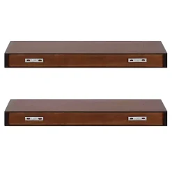 Kirklands Home Shelves|Walnut Brown Floating Shelves, Set of 2