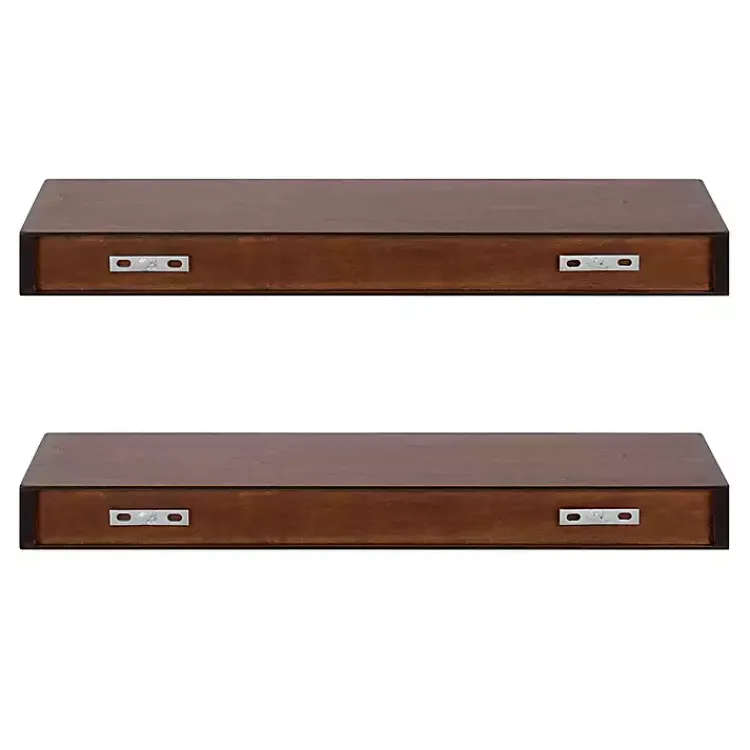 Kirklands Home Shelves|Walnut Brown Floating Shelves, Set of 2