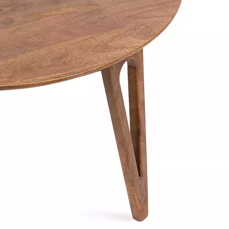 Kirklands Home Coffee Tables|Walnut Mango Wood Round Kershaw Coffee Table Brown