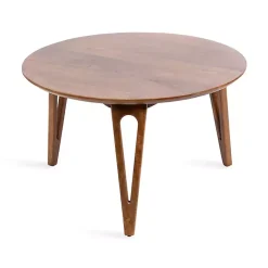 Kirklands Home Coffee Tables|Walnut Mango Wood Round Kershaw Coffee Table Brown
