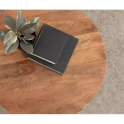 Kirklands Home Coffee Tables|Walnut Mango Wood Round Kershaw Coffee Table Brown