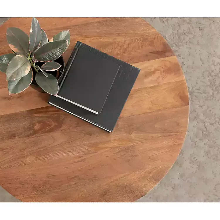 Kirklands Home Coffee Tables|Walnut Mango Wood Round Kershaw Coffee Table Brown