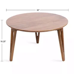 Kirklands Home Coffee Tables|Walnut Mango Wood Round Kershaw Coffee Table Brown