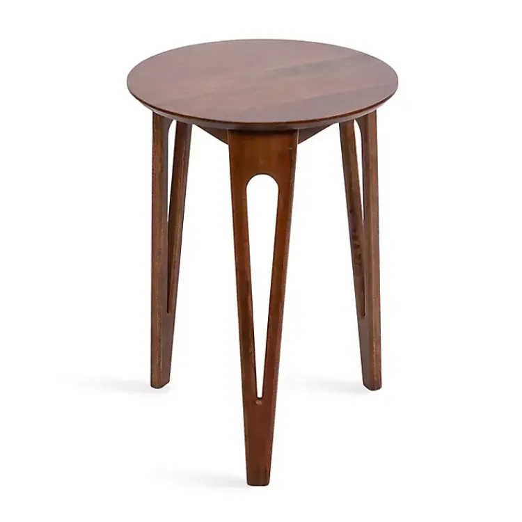 Kirklands Home Accent & End Tables|Walnut Mango Wood Round Kershaw Accent Table Brown