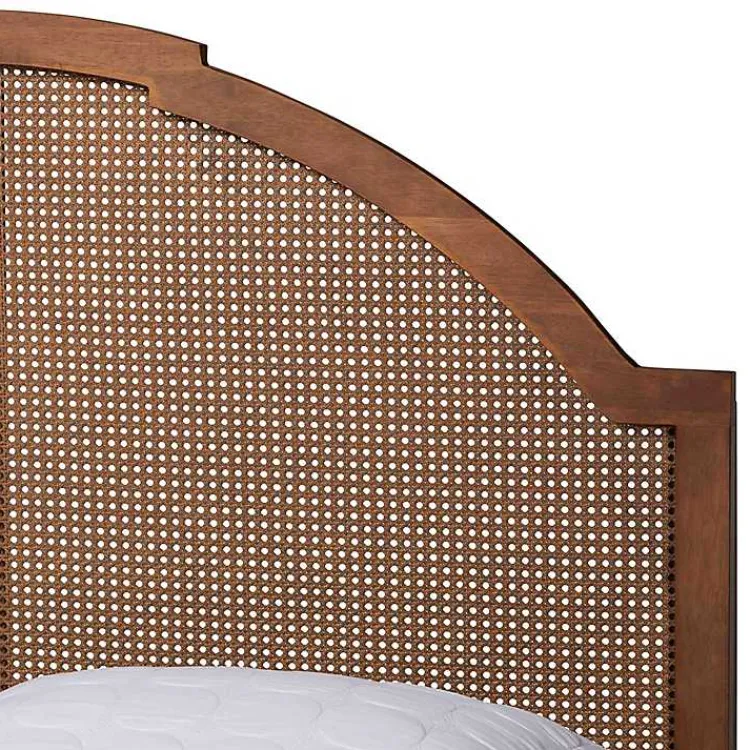 Kirklands Home Beds & Headboards|Walnut Rattan Kelly Queen Platform Bed Brown