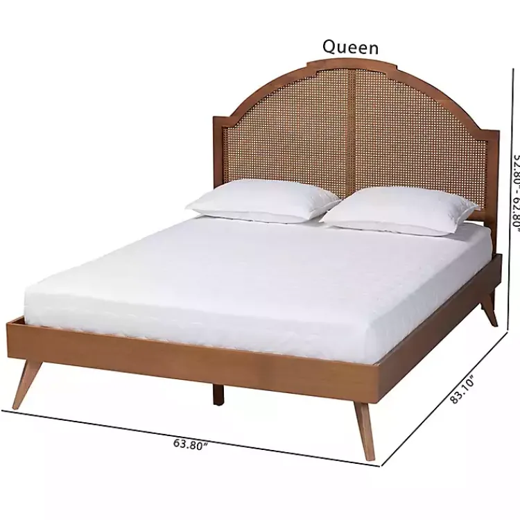 Kirklands Home Beds & Headboards|Walnut Rattan Kelly Queen Platform Bed Brown
