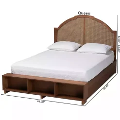 Kirklands Home Beds & Headboards|Walnut Rattan Queen Storage Bed Brown
