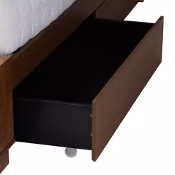 Kirklands Home Beds & Headboards|Walnut Rattan Queen Storage Bed Brown