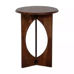 Kirklands Home Accent & End Tables|Walnut Cut-Out Round Accent Table Brown