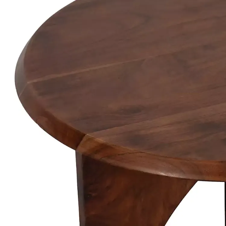 Kirklands Home Accent & End Tables|Walnut Cut-Out Round Accent Table Brown