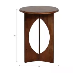 Kirklands Home Accent & End Tables|Walnut Cut-Out Round Accent Table Brown