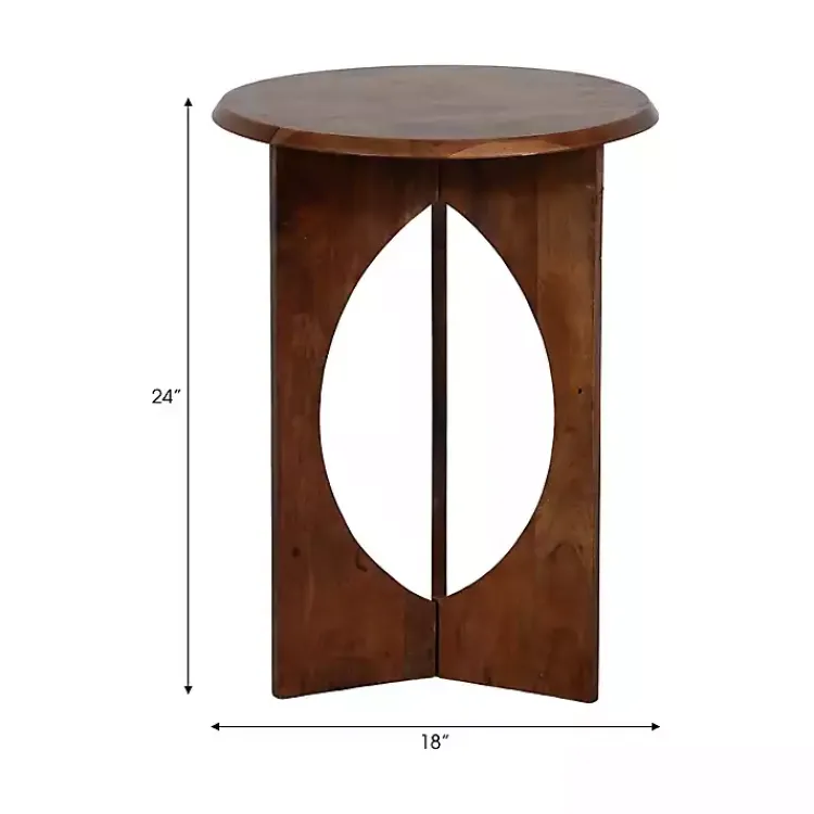 Kirklands Home Accent & End Tables|Walnut Cut-Out Round Accent Table Brown