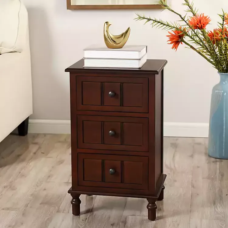 Kirklands Home Accent & End Tables|Walnut 3-Drawer Winne Accent Table Brown
