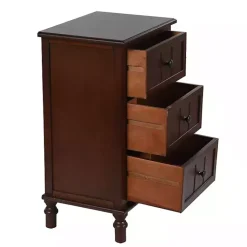 Kirklands Home Accent & End Tables|Walnut 3-Drawer Winne Accent Table Brown
