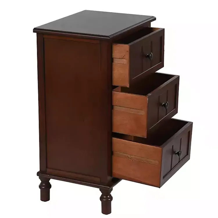 Kirklands Home Accent & End Tables|Walnut 3-Drawer Winne Accent Table Brown