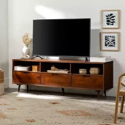 Kirklands Home Tv Stands & Media Consoles|Walnut 3-Drawer Wood TV Stand Brown