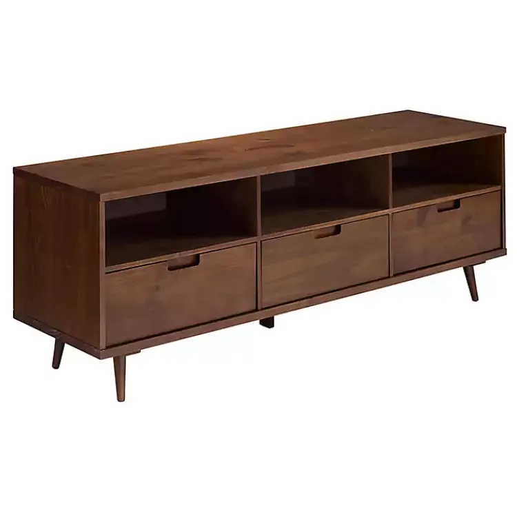 Kirklands Home Tv Stands & Media Consoles|Walnut 3-Drawer Wood TV Stand Brown