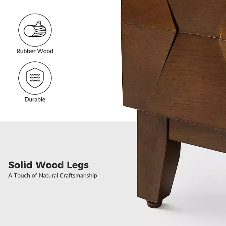 Kirklands Home Nightstands|Walnut Geometric 2-Drawer Charging Nightstand Brown