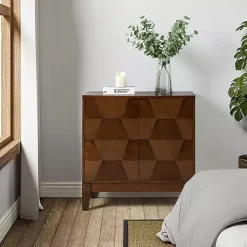 Kirklands Home Cabinets & Sideboards|Walnut Geometric Mabel 2-Door Cabinet Brown