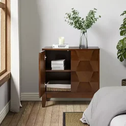 Kirklands Home Cabinets & Sideboards|Walnut Geometric Mabel 2-Door Cabinet Brown