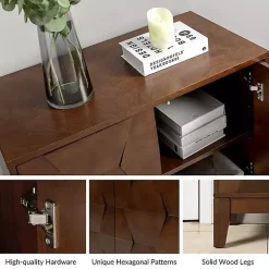 Kirklands Home Cabinets & Sideboards|Walnut Geometric Mabel 2-Door Cabinet Brown