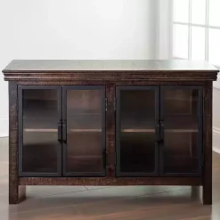 Kirklands Home Cabinets & Sideboards|Walnut Henry Cabinet with Glass Doors Brown