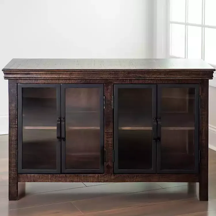 Kirklands Home Cabinets & Sideboards|Walnut Henry Cabinet with Glass Doors Brown