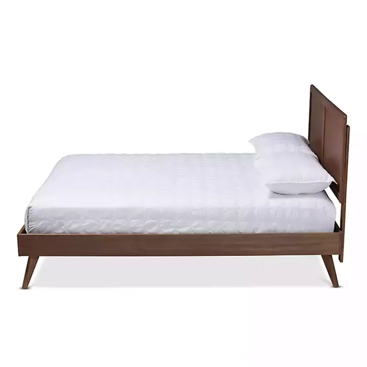 Kirklands Home Beds & Headboards|Walnut Inset Paneling Platform Queen Bed Brown