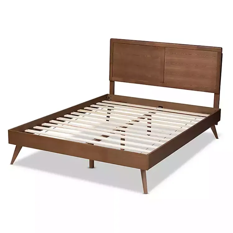 Kirklands Home Beds & Headboards|Walnut Inset Paneling Platform Queen Bed Brown