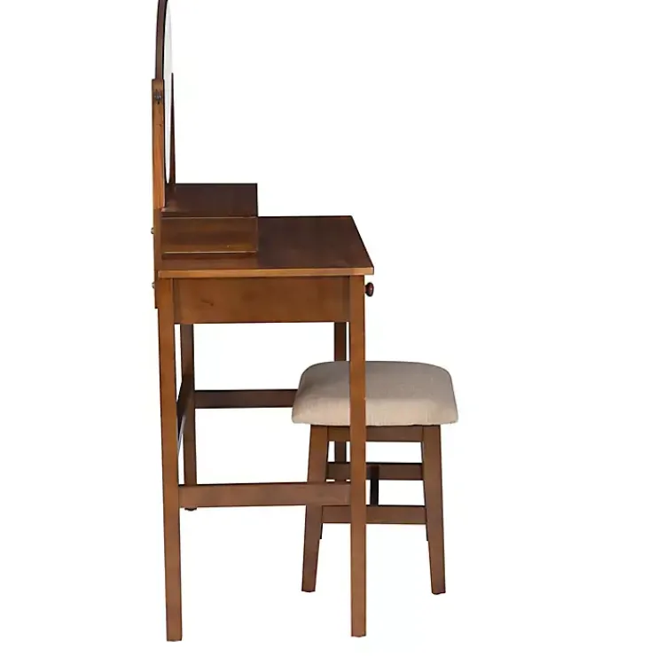 Kirklands Home Dressers & Chests|Walnut Lorna Tilting Mirror 2-pc. Vanity Set Brown