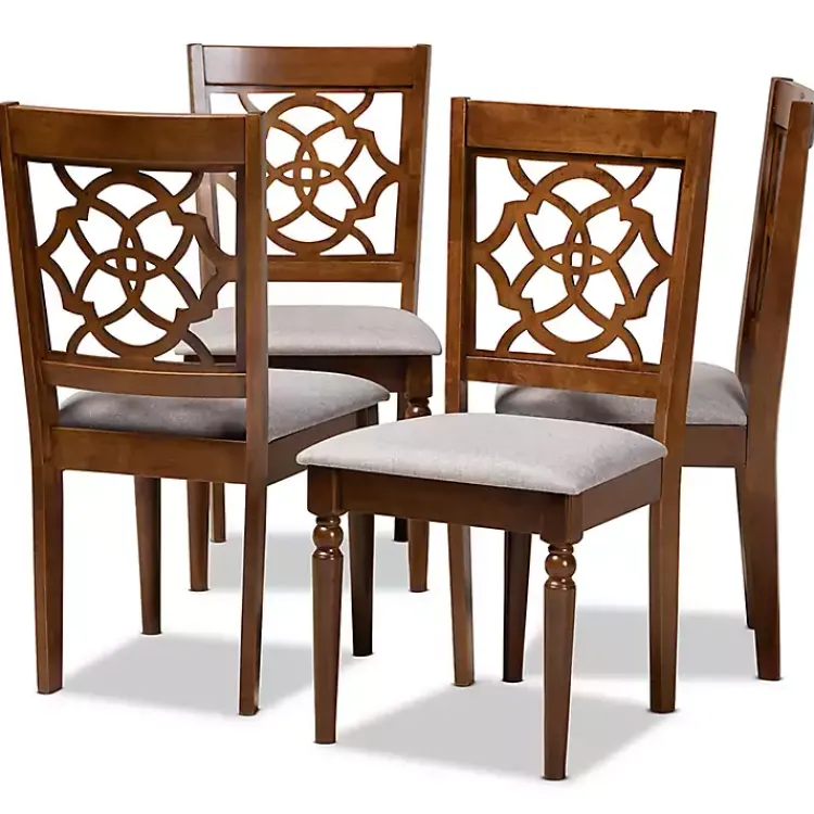 Kirklands Home Dining Chairs|Walnut Lylah Upholstered Dining Chairs, Set of 4 Gray