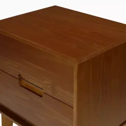 Kirklands Home Nightstands|Walnut Mid-Century Modern 2-Drawer Nightstand Brown
