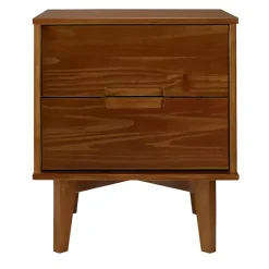 Kirklands Home Nightstands|Walnut Mid-Century Modern 2-Drawer Nightstand Brown