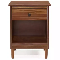 Kirklands Home Nightstands|Walnut One-Drawer Wood Nightstand Brown