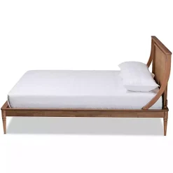 Kirklands Home Beds & Headboards|Walnut Rattan Swooping Queen Platform Bed