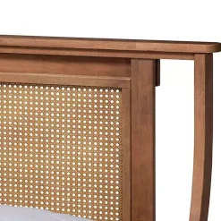 Kirklands Home Beds & Headboards|Walnut Rattan Swooping Queen Platform Bed