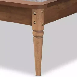 Kirklands Home Beds & Headboards|Walnut Rattan Swooping Queen Platform Bed