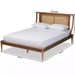 Kirklands Home Beds & Headboards|Walnut Rattan Swooping Queen Platform Bed