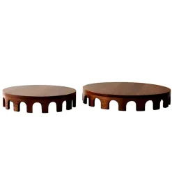 Discount Walnut Round Cut Out Risers, Set of 2 Decorative Accents