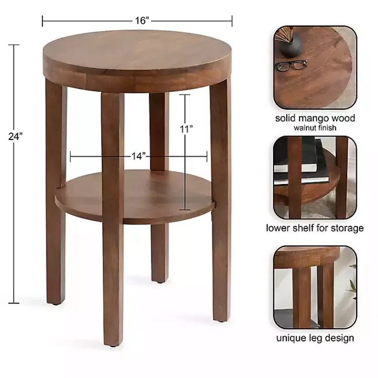 Kirklands Home Accent & End Tables|Walnut Round Talen Accent Table Brown