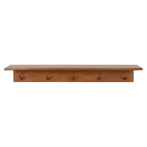 Kirklands Home Shelves|Walnut Wood Alia Shelf with Hooks