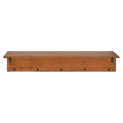 Kirklands Home Shelves|Walnut Wood Alia Shelf with Hooks
