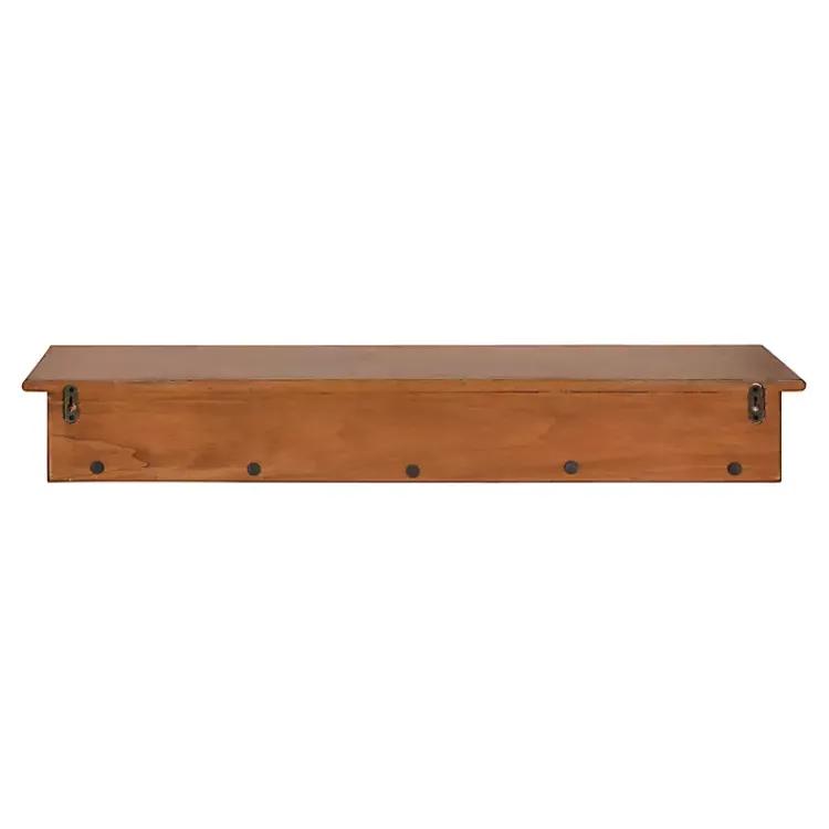 Kirklands Home Shelves|Walnut Wood Alia Shelf with Hooks