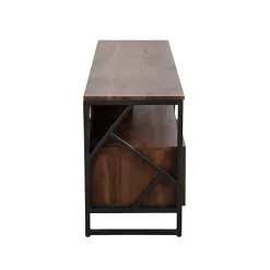 Kirklands Home Tv Stands & Media Consoles|Walnut Wood and Black Steel Media Stand Brown